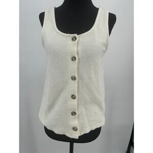 Madewell Ottoman Jacquard Button Front Tank Women's Small Ivory Cream Textured